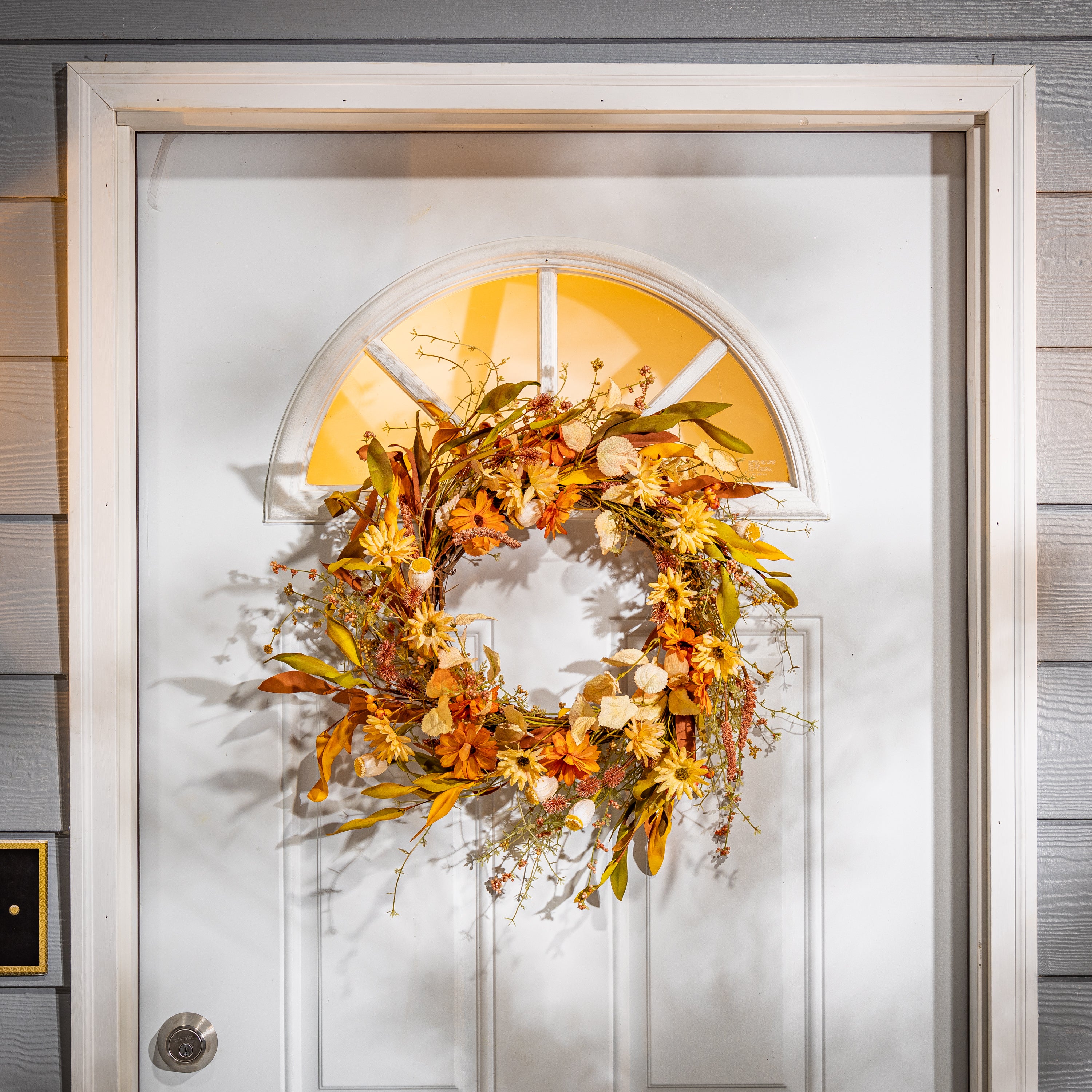 22-Inch Diameter Harvest Wreath with Fall Flowers and Berries